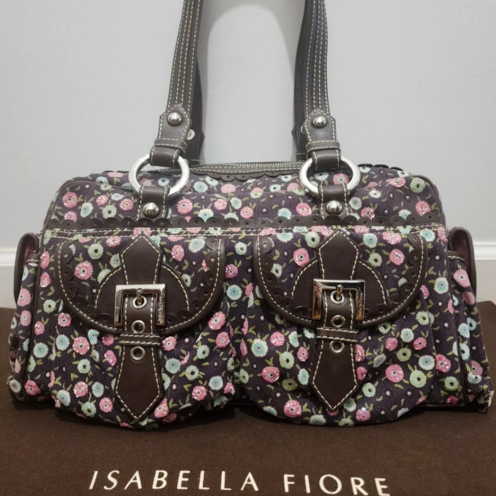 Isabella Fiore Floral With Sequined Accent Shoulder Bag